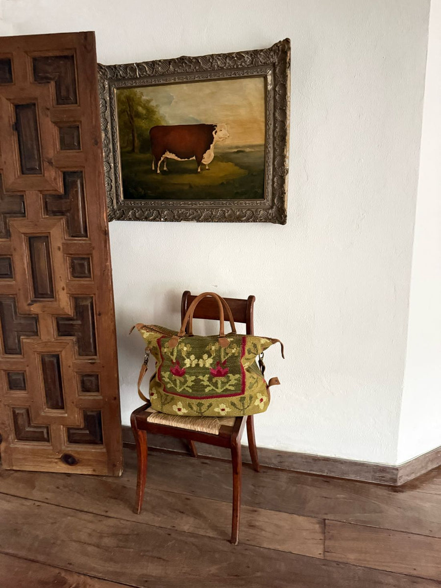 Bolsa de viaje de kilim con flores