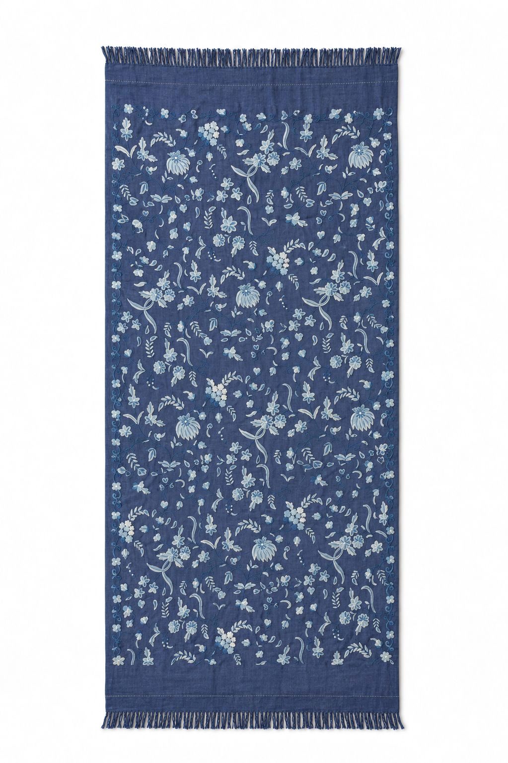 Fular celeste con flores celestes