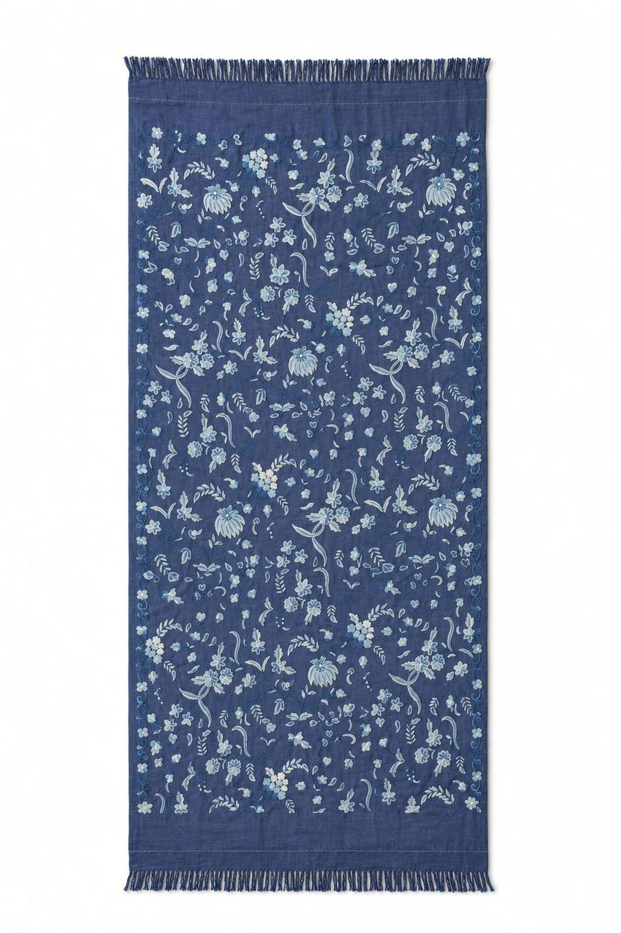 Fular celeste con flores celestes